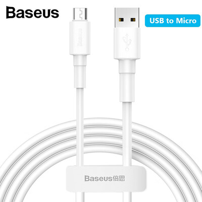 

Baseus 24A 3A 1m Mini White USB Cable For iP Type-C Micro