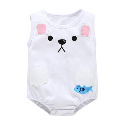 

Newborn Boy Girl Cartoon Bear Sleeveless Romper Jumpsuit Bottoming Clothes