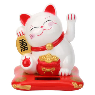 

Cute Solar Shaking Hands Lucky Cat Fortune Crafts Figurines Miniatures Gift