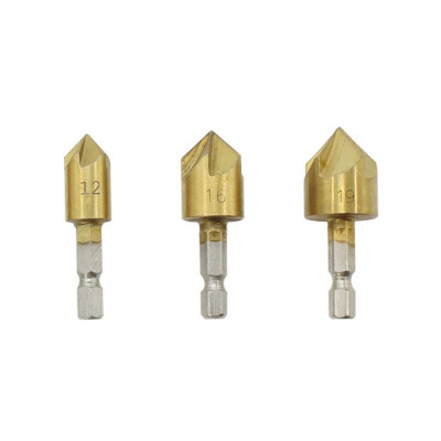 

Power Tool 90 Degree 5-Flute Chamfering Cutter Hex Shank Titanium Plated High Carbon Steel Countersink Drill Bit