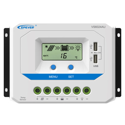 

ViewStar-AU Series 10-60A PWM Solar Charge Controller for 12V24V36V48V Solar Panel System LCD Display Negative Grounded Solar