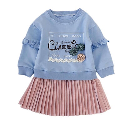 

Kids Girls Hoodie Dresses without Hood Spring Toddler Flower Letter Dress