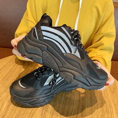 

Reflective Daddy Shoes Female Climax Shoes Ins Overfire Sports Korean version of ulzzang Leisure Muffin Shoes