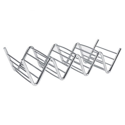 

Greensen 1Pc Practical Taco Holder 4 Wave Shape Stainless Steel Food Rack Hard Shells Kitchen Tools