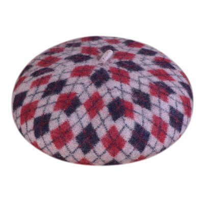 

Hat 2019 autumnwinter new painter hat English temperament hundred fashion wool beret ladies diamond-shaped plaid