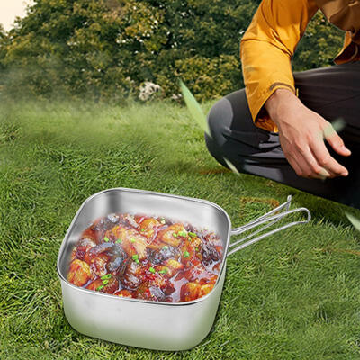 

Greensen 6pcs Outdoor Stainless Steel Camping Cookware Set Picnic Pot Frypan Plates Cups Kit