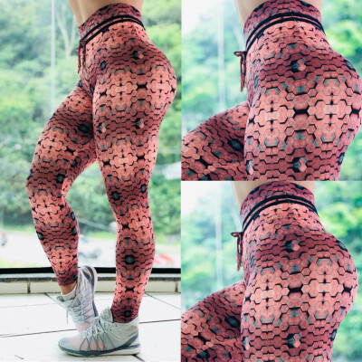 

Starmoon Womens Polygonal Printed Hip-up Yoga Pants Sports Fitness Running Pants