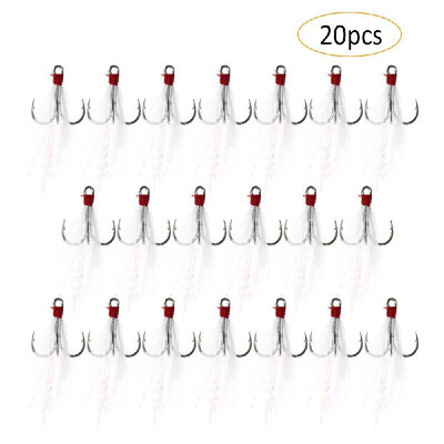 

20pcs Feather Hooks Fishing Hooks with Luminous Feather 2 4 6 8 10 Fishhook Fishing Terminal Tackle