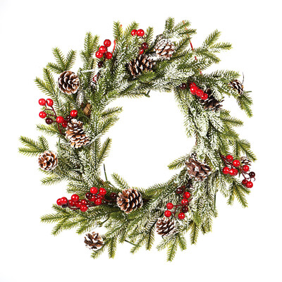 

Christmas Pine Cone White Rustic Hoop Wreath Home Decoration Hanging Door Wall