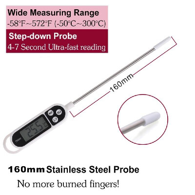 

TP300 Instant Read Digital Thermometer Pen-style Long Probe Thermometer Kitchen Cooking Meat Oil Soup Laboratory Fry BBQ