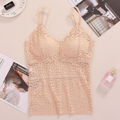 

Women Beauty Padded Back Vest Lace Tube Top Underwear Sexy Lace Bottoming Camisole Fitness Underwear camisole