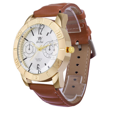 

Gobestart Luxury Men Business Watch Large Dial Watch Fashion Quartz Leather Belt Watch