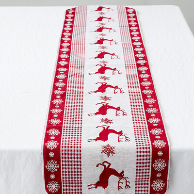 

Christmas Table Runner Linen Printed Tablecloth Home Xmas Party Wedding Decor