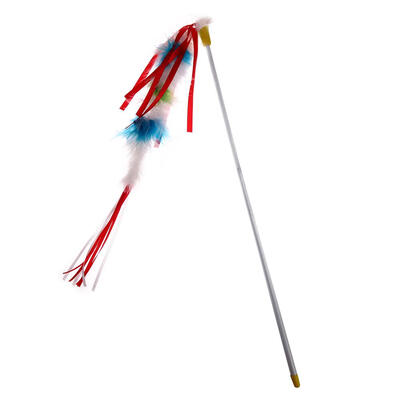 

Cute Funny Colorful Feather Tease Cats Dangle Rods Playing Pet Toys