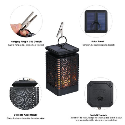 

Solar Lantern Lights Dancing Flame LEDs Nightlight Water-resistant Outdoor Hanging Light Solar Powered Landscape Decorative Lamp f