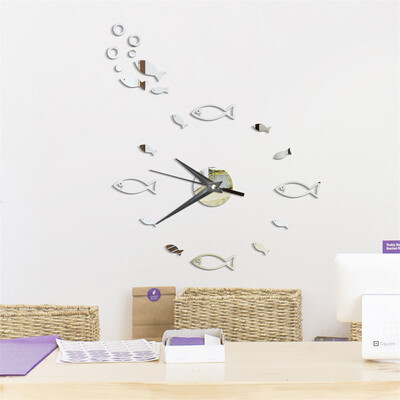 

Toponeto 3D Small Fish Bubble Stereo Acrylic Mirror Wall Clock Home Decoration Wall Clock