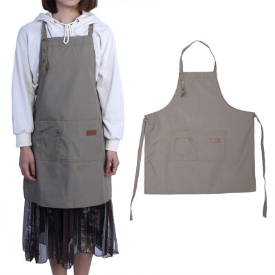 

Adjustable Buckles Style Canvas Apron Kitchen Cooking Coffee Shop Waitress Work Uniform Apron with Pocket Garden Apron