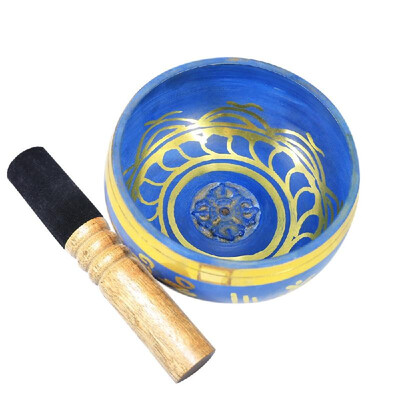 

Blue Copper Buddha Sound Bowl Yoga Tibetan Singing Bowl Religion Belief Home Decoration 175mm