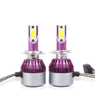 

C6 Universal Car LED Headlight Purple Auto Modified Conversion Lamp Kit COB Bulbs Lamps 6500K White Light