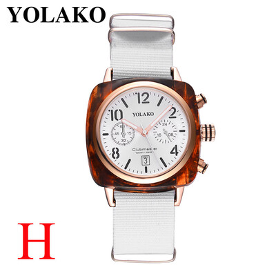 

Gobestart Luxury Temperament Square Dial Canvas Watchband Watch Analog Quartz Watch