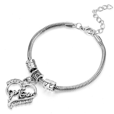

Fashion Mother Love Heart Crystal Bracelets Mothers Day Gifts Charms Bracelets Jewelry Simple