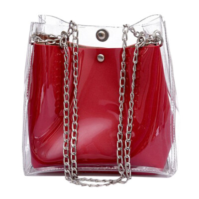 

Women Transparent Bucket Bag PVC Clear Small Tote Messenger Bags Lady Holographic Shoulder Bags Female Sac A Main T30