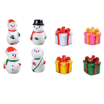

4Pcsset Christmas Snowman Gift Box Ornaments Christmas Car Resin Ornament Props Random VersionColor