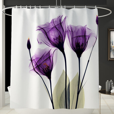 

〖Follure〗Flowers Shower Curtain Floor Mat Four-piece Bathroom Mat Set