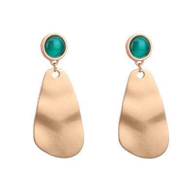 

Inlaid Dull Gold Zinc Alloy Earrings 2018 New Brand Fashionable Earrings Bijoux Jewelry Gift Clear Green Opal Stone