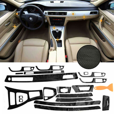 

5D Car Interior Glossy Carbon Fiber Wrap Trim Decal For BMW 3 Series E90 05-12