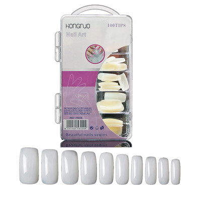 

〖Follure〗100 Pcs Fake Artificial Nails Sticker Natural Acrylic False Toe Nails Tips