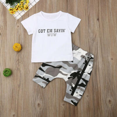 

Newborn Kids Baby Boys Tops T-shirt Camo Pants 2PCS Outfits Set Clothes 0-5Years