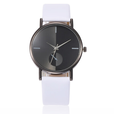 

Creative PU with gun black shell ladies quartz watch leisure