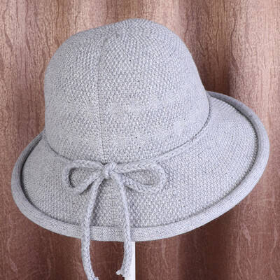 

Autumn&winter new Japanese art fisherman hat ladies wool knitted cotton bow Joker warm basin hat tide