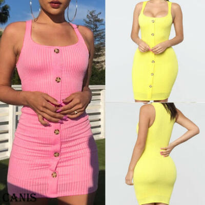 

Women Bandage Bodycon Casual Sleeveless Evening Party Cocktail Club Mini Dress