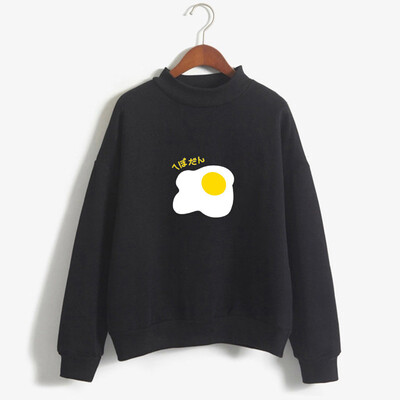 

Starmoon Women O-Neck Solid Color Poached Egg Pattern Long Sleeve Plus Velvet Sweatshirt