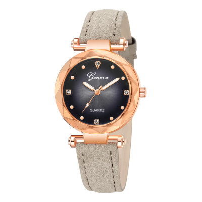 

RM New Fashion Geneva Women Leather Band Stainless Steel Quartz Analog Wrist Watch