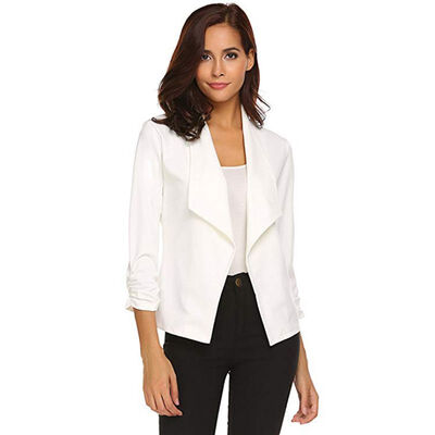 

Women Fashion Concise Business Slim Fit Lapel Solid Color All-match Long Sleeve Blazers
