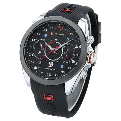 

CURREN 8166 Casual Business Watch Calendar Quartz Wristwatch With Silicone Strap For Men