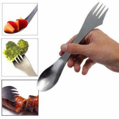 

Siaonvr 1 Pc 3 in 1 Titanium Fork Spoon Spork Cutlery Utensil Combo Kitchen Outdoor Picn