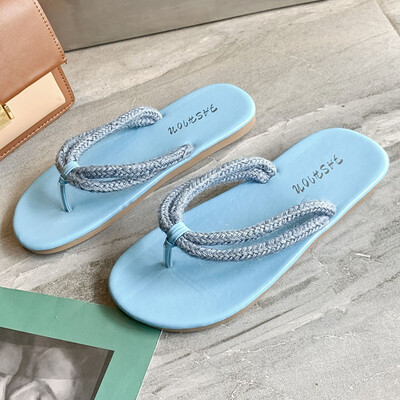 

Rose Women Rope Band Sandals Flat Fisherman Shoes Beach Flip Flops Beach Slippers