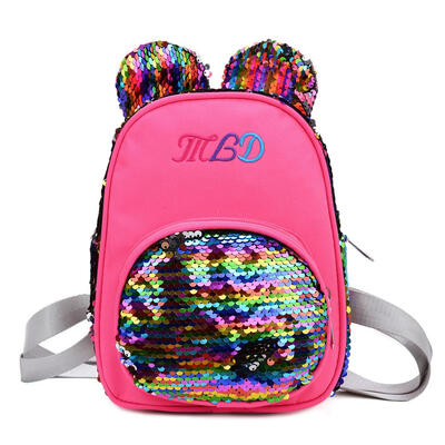 

Bear Ear Backpacks Women Nylon Sequins Shoulder School Bags Girls Knapsack
