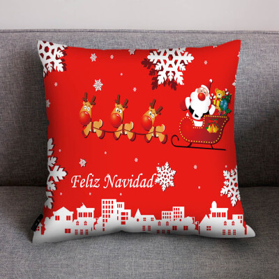 

Siaonvr Merry Christmas Print Pillow Case Polyester Sofa Car Cushion Cover Home Decor
