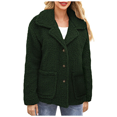 

Toponeto Women Pockets Button Flannel Long Sleeve Sweatshirt Pullover Coat Outwear