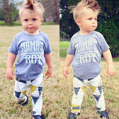 

Newborn Infant Baby Boys Summer Clothes Mama&39s Boy Top T-shirt Long Pants Outfits Set