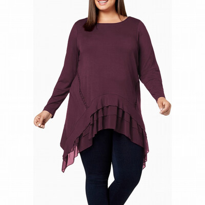 

Large size womens shirt round neck long sleeve bottoming shirt womens