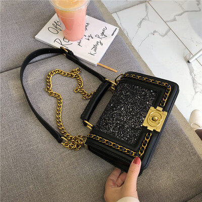 

Summer portable sequins small bag female 2019 new wave Korean version of the wild single shoulder slung fashion chain small square bag