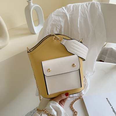 

Texture ins leisure bag fashion color bucket bag new 2019 Korean version of Joker shoulder slung bag