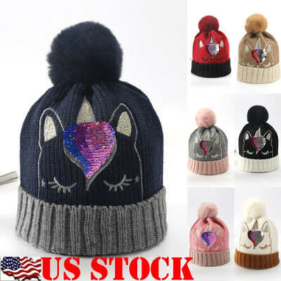 

Winter Warm Hat Newborn Baby Kids Boy Girl Knit Beanie Hat Fur Pom Crochet Cap