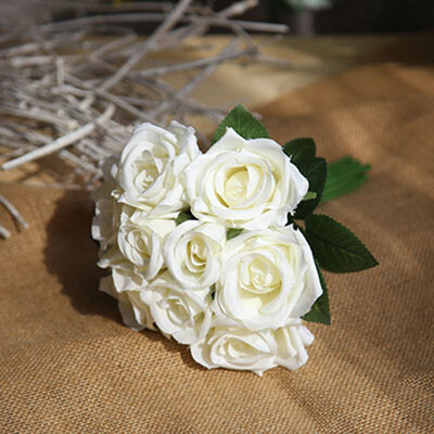 

FUNNYBUNNY Artificial Fake Flowers Silk Artificial Roses 9 Heads Bridal Wedding Bouquet for Home Garden Party Wedding Decoration